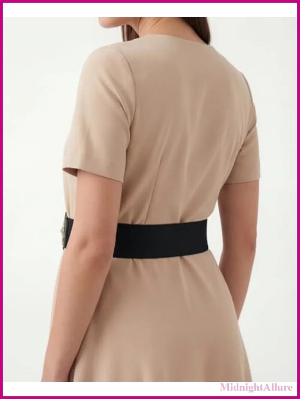 Faux Leather Elastic Wide Belt with Antique Buckle Clasp